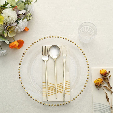 10 Round Plastic Salad Dinner Plates with Beaded Rim - Disposable Tableware