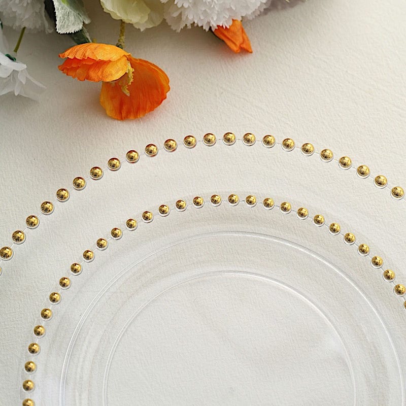 10 Round Plastic Salad Dinner Plates with Beaded Rim - Disposable Tableware