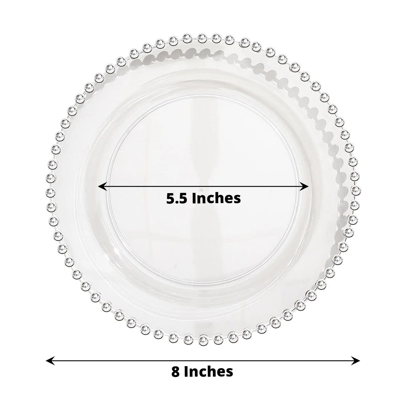 10 Round Plastic Salad Dinner Plates with Beaded Rim - Disposable Tableware