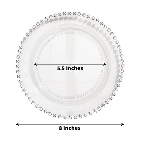 10 Round Plastic Salad Dinner Plates with Beaded Rim - Disposable Tableware