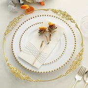 10 Round Plastic Salad Dinner Plates with Beaded Rim - Disposable Tableware