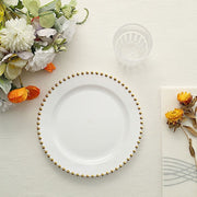 10 Round Plastic Salad Dinner Plates with Beaded Rim - Disposable Tableware