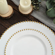 10 Round Plastic Salad Dinner Plates with Beaded Rim - Disposable Tableware