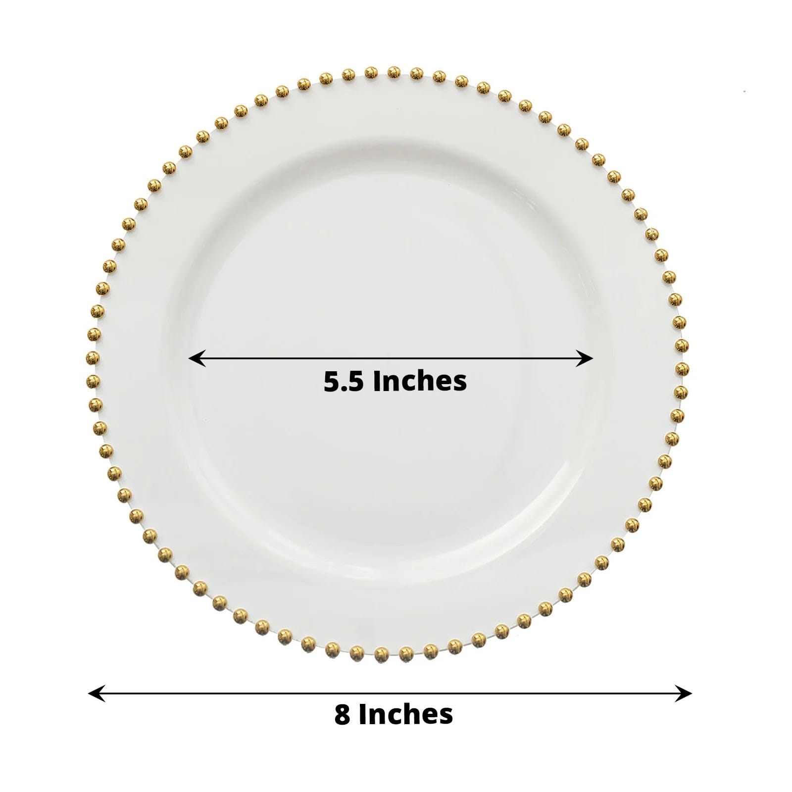 10 Round Plastic Salad Dinner Plates with Beaded Rim - Disposable Tableware