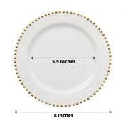 10 Round Plastic Salad Dinner Plates with Beaded Rim - Disposable Tableware