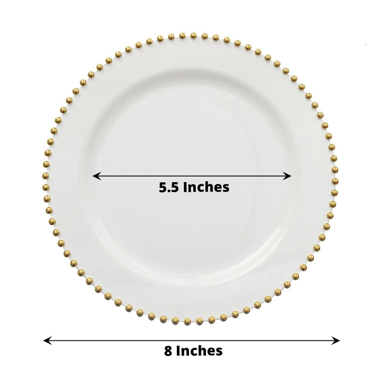 10 Round Plastic Salad Dinner Plates with Beaded Rim - Disposable Tableware