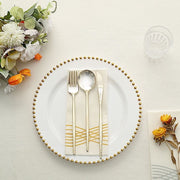 10 Round Plastic Salad Dinner Plates with Beaded Rim - Disposable Tableware