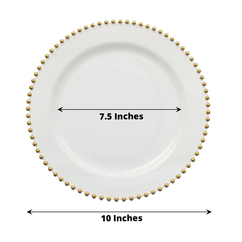 10 Round Plastic Salad Dinner Plates with Beaded Rim - Disposable Tableware