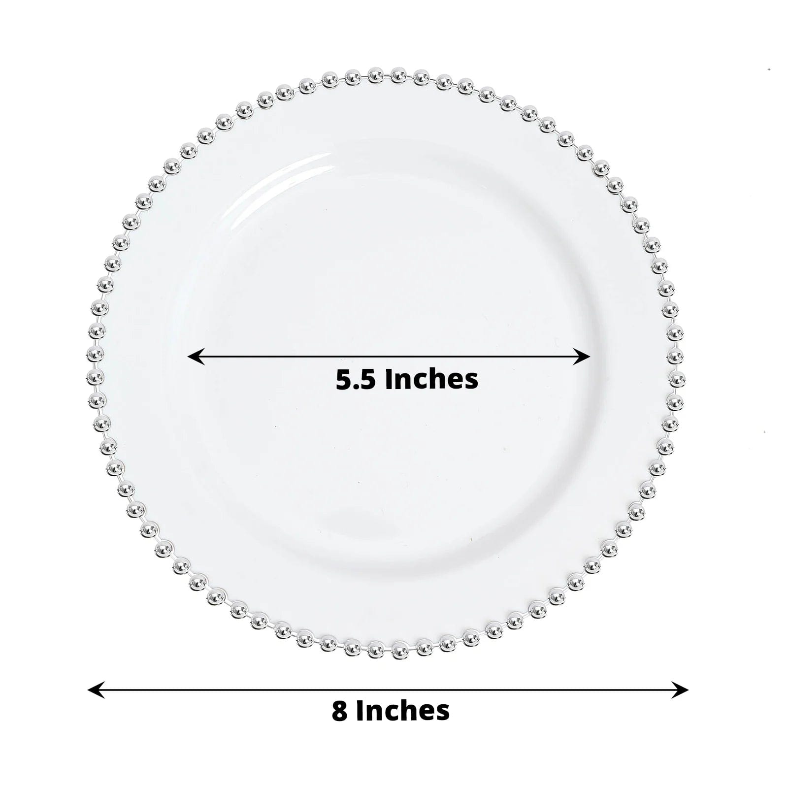 10 Round Plastic Salad Dinner Plates with Beaded Rim - Disposable Tableware
