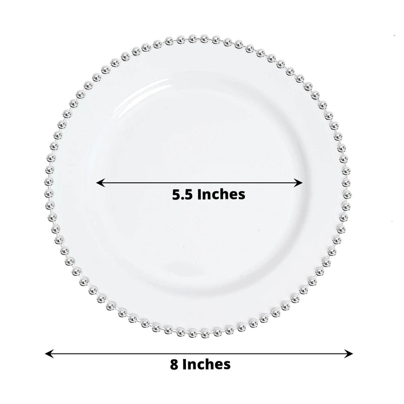 10 Round Plastic Salad Dinner Plates with Beaded Rim - Disposable Tableware