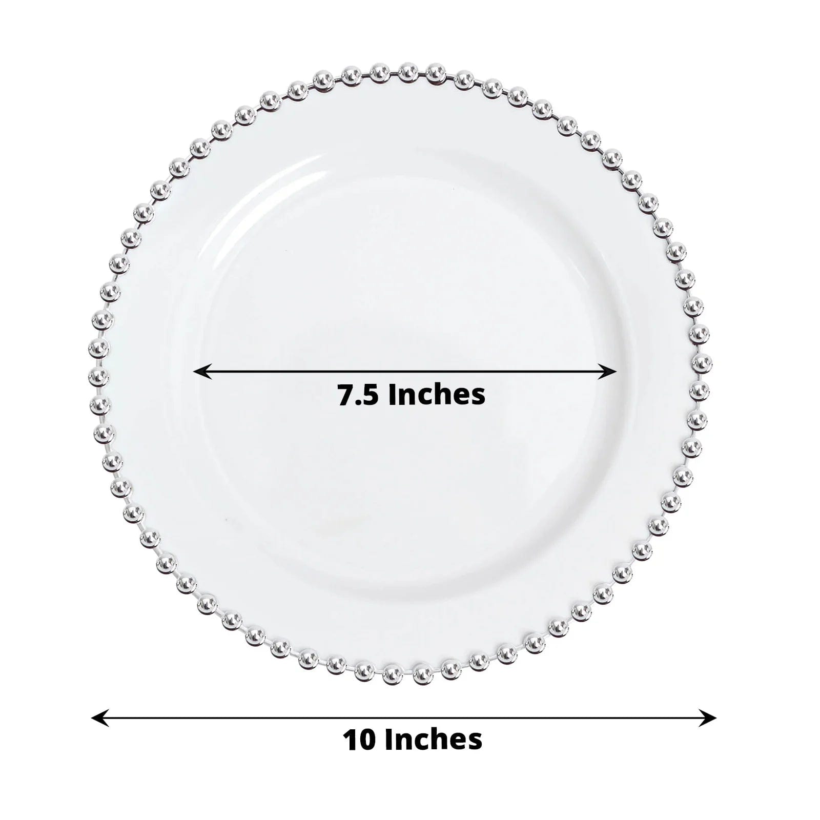 10 Round Plastic Salad Dinner Plates with Beaded Rim - Disposable Tableware