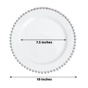 10 Round Plastic Salad Dinner Plates with Beaded Rim - Disposable Tableware