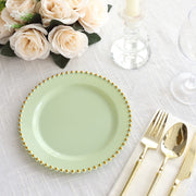 10 Round Plastic Salad Dinner Plates with Beaded Rim - Disposable Tableware
