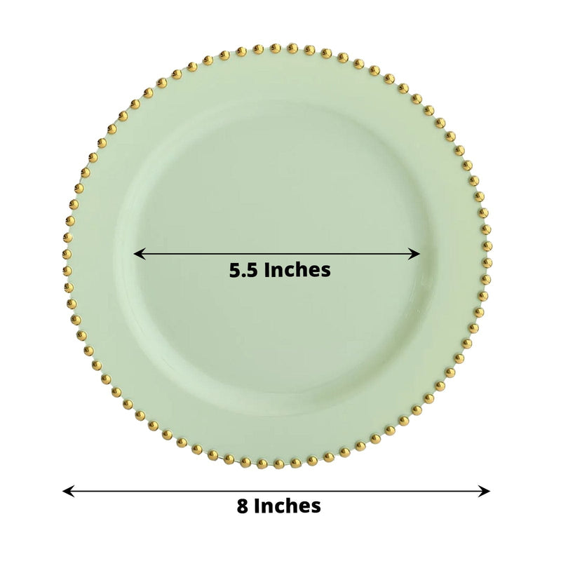 10 Round Plastic Salad Dinner Plates with Beaded Rim - Disposable Tableware