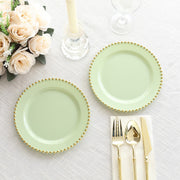 10 Round Plastic Salad Dinner Plates with Beaded Rim - Disposable Tableware