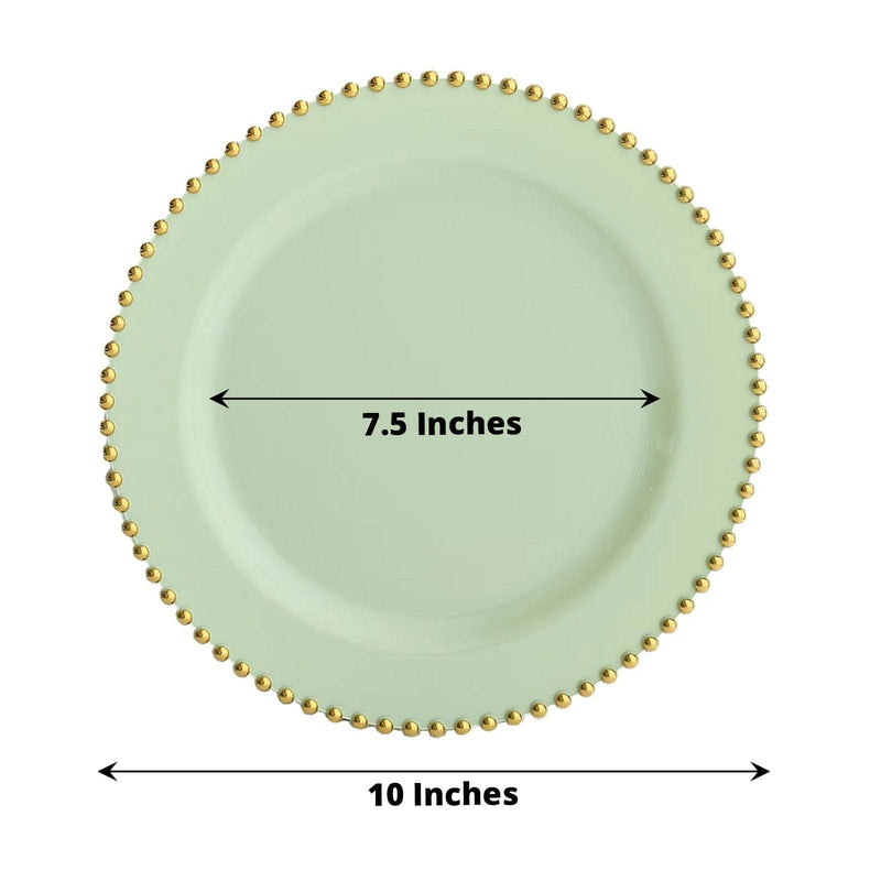 10 Round Plastic Salad Dinner Plates with Beaded Rim - Disposable Tableware