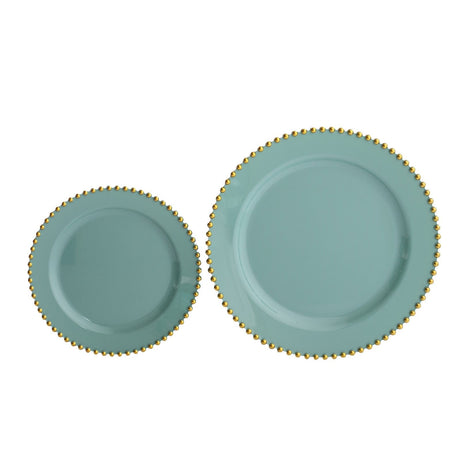 10 Round Plastic Salad Dinner Plates with Beaded Rim - Disposable Tableware