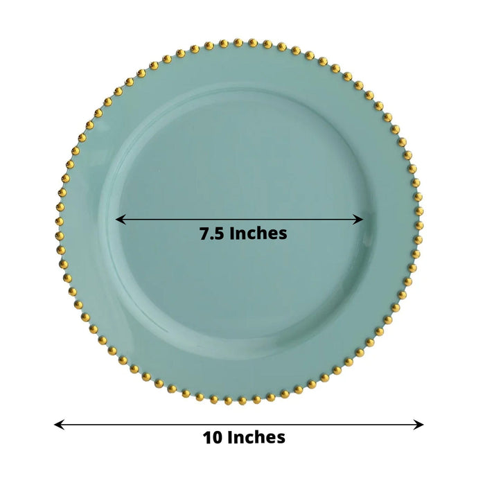 10 Round Plastic Salad Dinner Plates with Beaded Rim - Disposable Tableware