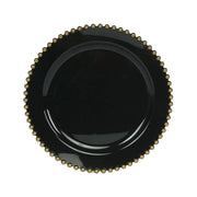 10 Round Plastic Salad Dinner Plates with Beaded Rim - Disposable Tableware DSP_PLR4239_10_BKGD