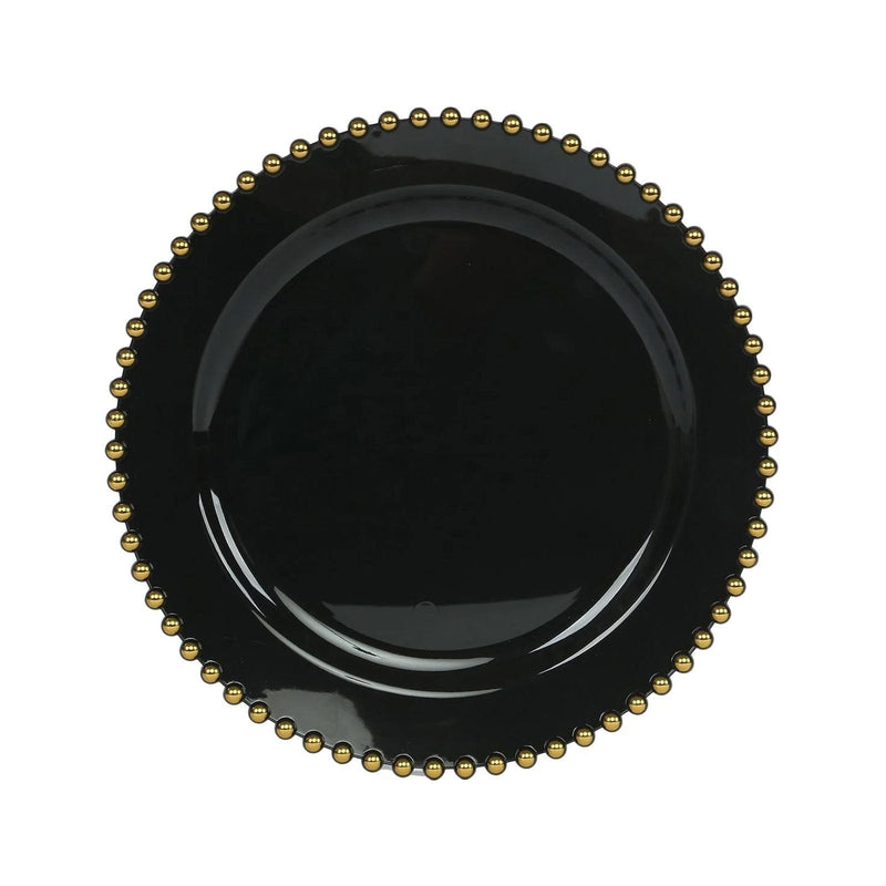 10 Round Plastic Salad Dinner Plates with Beaded Rim - Disposable Tableware DSP_PLR4239_10_BKGD