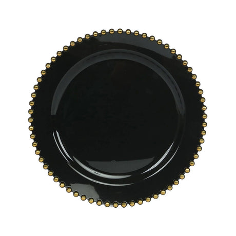 10 Round Plastic Salad Dinner Plates with Beaded Rim - Disposable Tableware DSP_PLR4239_10_BKGD