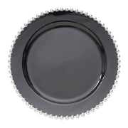 10 Round Plastic Salad Dinner Plates with Beaded Rim - Disposable Tableware DSP_PLR4239_10_BKSV
