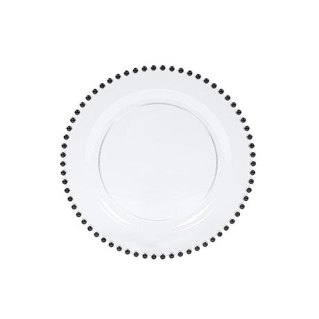 10 Round Plastic Salad Dinner Plates with Beaded Rim - Disposable Tableware DSP_PLR4239_10_CLBK