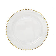 10 Round Plastic Salad Dinner Plates with Beaded Rim - Disposable Tableware DSP_PLR4239_10_CLGD