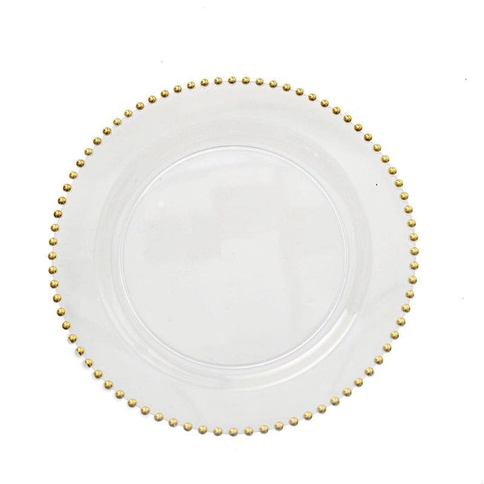 10 Round Plastic Salad Dinner Plates with Beaded Rim - Disposable Tableware DSP_PLR4239_10_CLGD