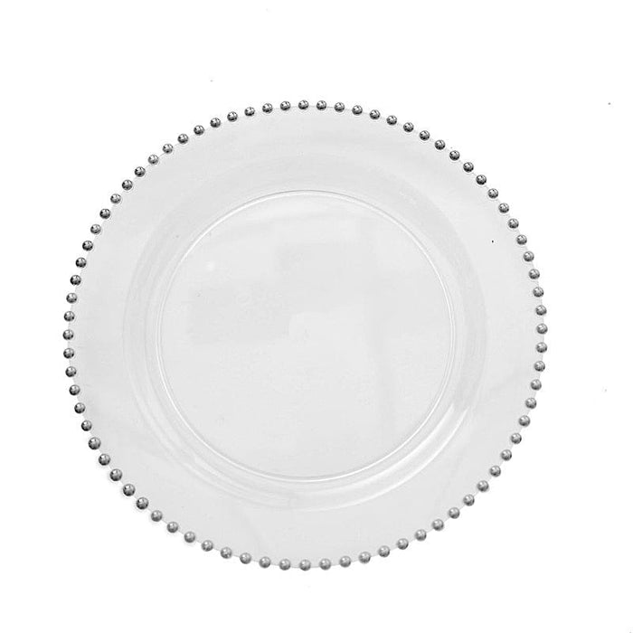 10 Round Plastic Salad Dinner Plates with Beaded Rim - Disposable Tableware DSP_PLR4239_10_CLSV