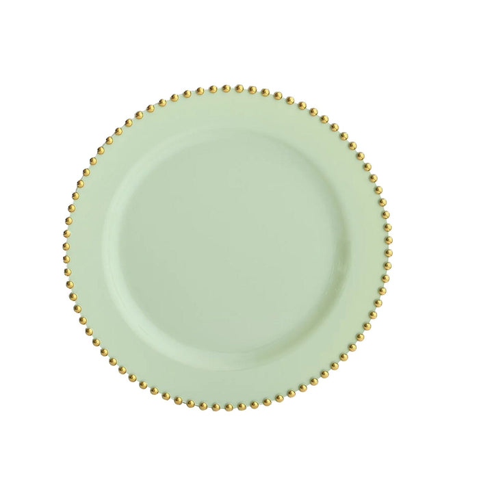 10 Round Plastic Salad Dinner Plates with Beaded Rim - Disposable Tableware DSP_PLR4239_10_SGGD