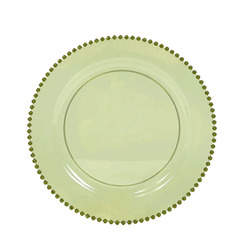 10 Round Plastic Salad Dinner Plates with Beaded Rim - Disposable Tableware DSP_PLR4239_10_T087