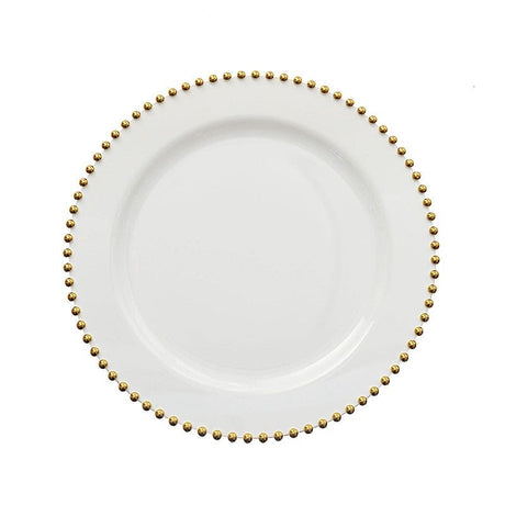 10 Round Plastic Salad Dinner Plates with Beaded Rim - Disposable Tableware DSP_PLR4239_10_WHGD