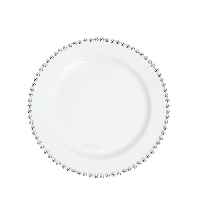 10 Round Plastic Salad Dinner Plates with Beaded Rim - Disposable Tableware DSP_PLR4239_10_WHSV