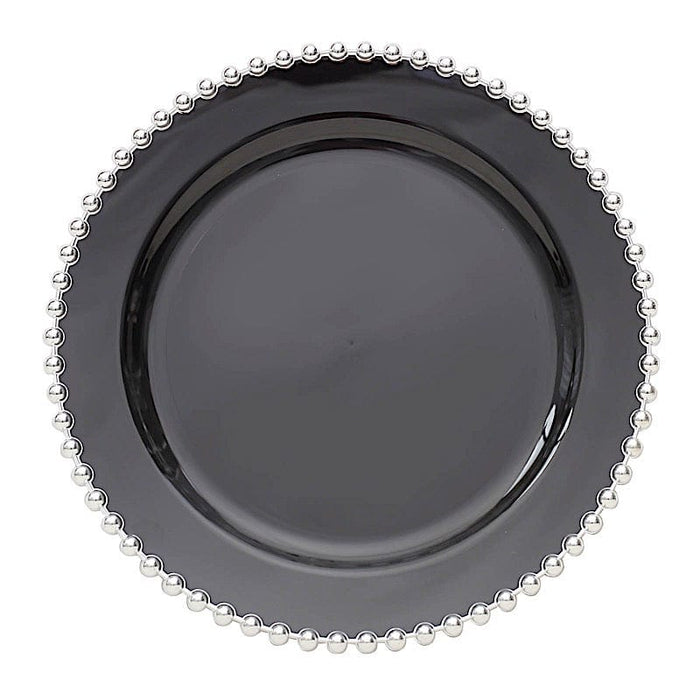 10 Round Plastic Salad Dinner Plates with Beaded Rim - Disposable Tableware DSP_PLR4239_8_BKSV