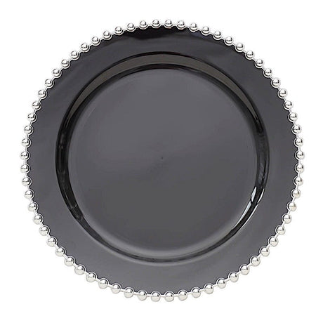 10 Round Plastic Salad Dinner Plates with Beaded Rim - Disposable Tableware DSP_PLR4239_8_BKSV
