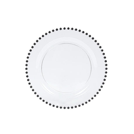 10 Round Plastic Salad Dinner Plates with Beaded Rim - Disposable Tableware DSP_PLR4239_8_CLBK