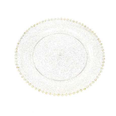 10 Round Plastic Salad Dinner Plates with Beaded Rim - Disposable Tableware DSP_PLR4239_8_CLRG