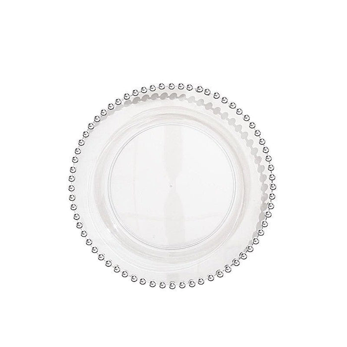 10 Round Plastic Salad Dinner Plates with Beaded Rim - Disposable Tableware DSP_PLR4239_8_CLSV