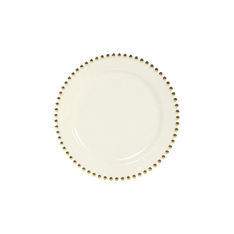 10 Round Plastic Salad Dinner Plates with Beaded Rim - Disposable Tableware DSP_PLR4239_8_IVRGD