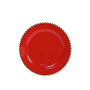10 Round Plastic Salad Dinner Plates with Beaded Rim - Disposable Tableware DSP_PLR4239_8_REDGD
