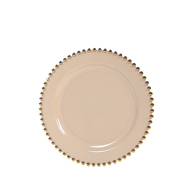 10 Round Plastic Salad Dinner Plates with Beaded Rim - Disposable Tableware DSP_PLR4239_8_TPGD