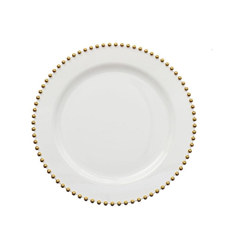 10 Round Plastic Salad Dinner Plates with Beaded Rim - Disposable Tableware DSP_PLR4239_8_WHGD