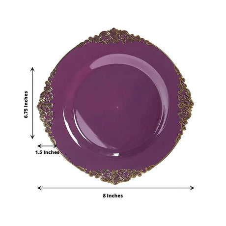 10 Round Plastic Salad Dinner Plates with Embossed Baroque Rim - Disposable Tableware