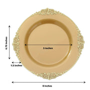 10 Round Plastic Salad Dinner Plates with Embossed Baroque Rim - Disposable Tableware