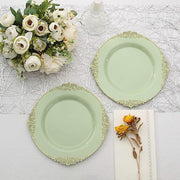 10 Round Plastic Salad Dinner Plates with Embossed Baroque Rim - Disposable Tableware