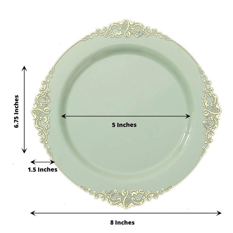 10 Round Plastic Salad Dinner Plates with Embossed Baroque Rim - Disposable Tableware