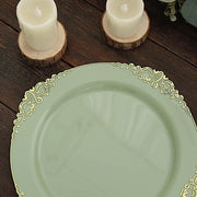 10 Round Plastic Salad Dinner Plates with Embossed Baroque Rim - Disposable Tableware