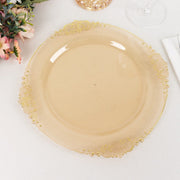 10 Round Plastic Salad Dinner Plates with Embossed Baroque Rim - Disposable Tableware