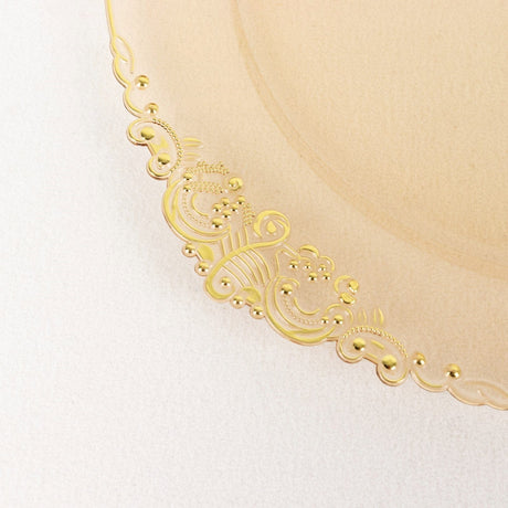 10 Round Plastic Salad Dinner Plates with Embossed Baroque Rim - Disposable Tableware